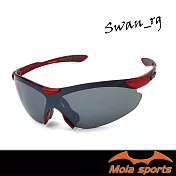MOLA 摩拉 運動 太陽眼鏡 墨鏡 超輕 男女 紅框 灰色鏡片 UV400 防滑 跑步 高爾夫 自行車 Swan-rg
