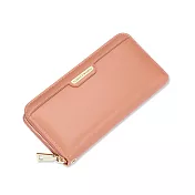 【L.Elegant】純色簡約大容量多卡位長夾拉鏈零錢包(共4色)B963 粉色