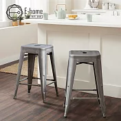 E-home Vali瓦力工業風可堆疊金屬吧檯椅-高61cm-鐵元色 鐵元色