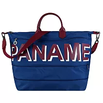 LONGCHAMP PANAME系列短把尼龍撞色延展兩用旅行袋 機師藍