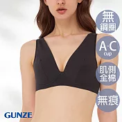 【日本GUNZE】肌側棉100%無鋼圈內衣(KB4192-BLK) M 黑