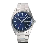 SEIKO 經典雋永時尚腕錶-銀X藍