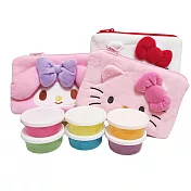 日本Hello Kitty 置物盒水晶泥組含收納包 凱蒂貓 台灣商檢合格 正版授權 史萊姆 水晶泥四色+收納包(白)