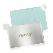 O’Pretty 歐沛媞 名片型刻字版隨身化妝鏡(10cmX7cm)-多色可選 湖水藍