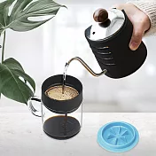 【PO:Selected】丹麥DIY手沖咖啡二件組(手沖咖啡壺-黑/咖啡玻璃杯240ml-天使藍)