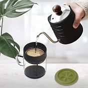 【PO:Selected】丹麥DIY手沖咖啡二件組(手沖咖啡壺-黑/咖啡玻璃杯240ml-橄欖綠)