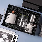 【PO:Selected】丹麥手沖咖啡三件禮盒組(咖啡壺-灰/玻璃杯240ml-橄欖綠/咖啡磨2.0)