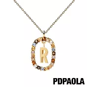 PD PAOLA 西班牙輕奢時尚品牌 I AM系列 圓圈字母彩鑽項鍊-鍍18K 金(R)