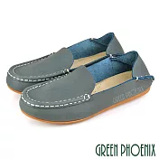 【GREEN PHOENIX】女 穆勒鞋 懶人鞋 休閒鞋 兩穿 蠟感 直套式 平底 JP23.5 藍色