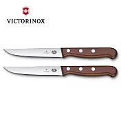 VICTORINOX 瑞士維氏 木製牛排刀(直刃)2入組