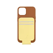 【NATIVE UNION】CLIC® 卡夾式真皮手機殼 - iPhone 13 Pro -  經典棕 (搭配磁吸卡夾 - 檸檬黃)