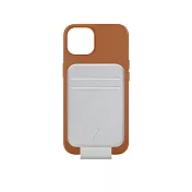 【NATIVE UNION】CLIC® 卡夾式真皮手機殼 - iPhone 13 -  經典棕 (搭配磁吸卡夾 - 冰川灰)