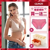 【日本GUNZE】買一送二 水滴式拉角舒適無痕無鋼圈內衣(TB1053-CMB) M 膚