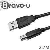 Bravo-u 2入組 USB 2.0 傳真機印表機連接線-A公對B公(黑色2.7M)