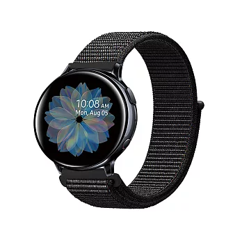 Samsung Galaxy Watch 40/42/44mm通用 尼龍織紋回環錶帶(錶帶寬度20mm)- 黑