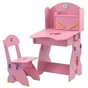 EMC 第三代防夾手木質兒童升降成長書桌椅附時鐘(粉紅草莓)