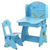 EMC 第三代防夾手木質兒童升降成長書桌椅附時鐘(水藍)