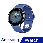 Samsung Galaxy Watch 40/42/44mm通用 純色矽膠運動替換手環錶帶(錶帶寬度20mm)- 午夜藍