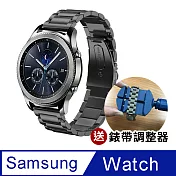 Samsung Galaxy Watch 40/42/44mm通用 不鏽鋼金屬替換錶帶 附錶帶調整器(錶帶寬度20mm) 黑色