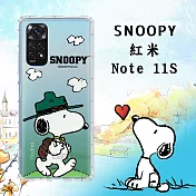 史努比/SNOOPY 正版授權 紅米Redmi Note 11S 漸層彩繪空壓手機殼 (紙飛機)