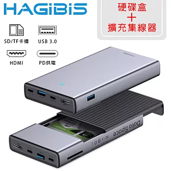 HAGiBiS海備思 鋁合金Type-c/HDMI/USB/SD擴充轉接器+硬碟盒