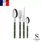 【Sabre Paris】Bistrot復古酒館純色系列-亮面4件組餐具 -深綠