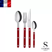 【Sabre Paris】Bistrot復古酒館純色系列-亮面4件組餐具 -酒紅