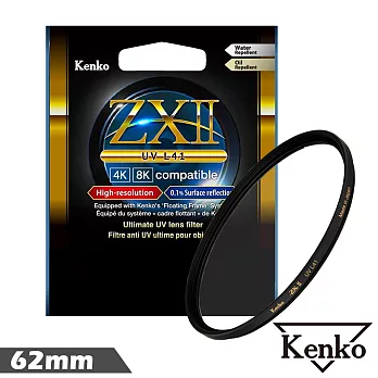 Kenko ZXII UV L41 62mm 薄框多層鍍膜4K/8K保護鏡-日本製