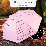 【雙龍牌】點點黑膠自動開收傘防曬輕量自動傘(抗UV防風晴雨傘折傘B6061C) 清新粉