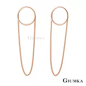 GIUMKA長款耳環幾何元素鏈條 純銀耳針 耳針耳飾女 精鍍正白K/玫瑰金 MF20078 玫金色一對