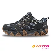 【LOTTO】義大利 男 REX D低筒防水透氣登山鞋- 25.5cm 迷彩黑