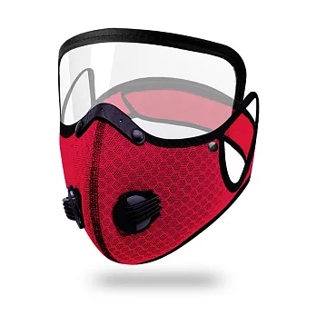CS22 可拆卸防護鏡片呼吸閥過濾防護口罩2色-2入 紅色