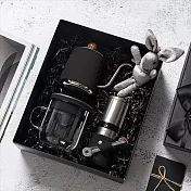 【PO:Selected】丹麥手沖咖啡三件禮盒組(咖啡壺-黑/玻璃杯350ml-黑/不銹鋼磨芯咖啡磨2.0)