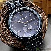 COACH蔻馳精品錶,編號：CH00067,42mm圓形寶藍精鋼錶殼寶藍色錶盤精鋼寶藍錶帶