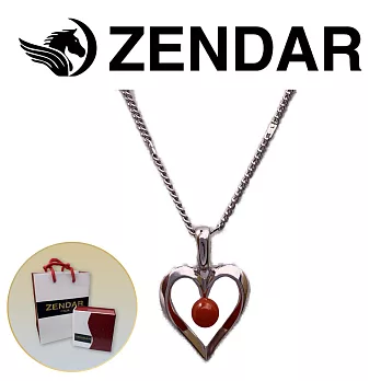【ZENDAR】頂級天然沙丁紅珊瑚圓珠3.5-4mm銀色項鍊 HEART II(220248-05)