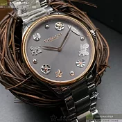 COACH蔻馳精品錶,編號：CH00099,38mm圓形槍灰色精鋼錶殼槍灰色錶盤精鋼槍灰色錶帶