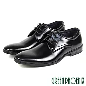 【GREEN PHOENIX】男 紳士鞋 商務鞋 德比鞋 皮鞋 素面 縫線 綁帶 EU40 黑色