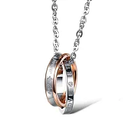 AmaZing 兩人世界-精美鑲鑽環環相扣鈦鋼情侶對鍊 (2色任選) _女款