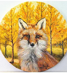 【玲廊滿藝】詹珮琪-銀杏森林的狐狸 直徑30cm