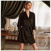 久慕雅黛 DRAIMIOR純色優雅簡約睡裙組。黑色