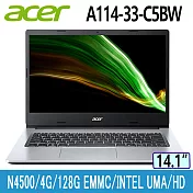 ACER Aspire A114-33-C5BW 銀(N4500/4G/128G eMMC/W11S/HD/14)文書筆電