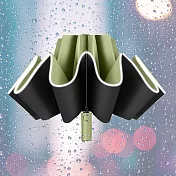 【巴芙洛】1+1/2入組晴雨兩用自動反向傘/安全反光條雨傘/反向折疊雨傘_ 抹茶綠 (手電筒款+普通款)