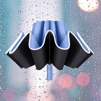 【巴芙洛】晴雨兩用自動反向傘/安全反光條雨傘/反向折疊雨傘_ 霧霾藍 (普通款)