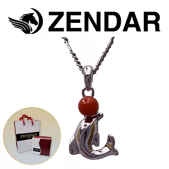 【ZENDAR】頂級天然沙丁紅珊瑚圓珠3.5-4mm銀色項鍊 DALPHIN 220248-29)