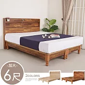 《Homelike》松野附插座床架組-雙人加大6尺(二色可選) 雙人床架 床頭片 雙人床組 專人配送安裝 積層木
