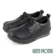 【GREEN PHOENIX】女 休閒鞋 工作鞋 護士鞋 彈力 輕量 全真皮 氣墊 韓國進口 JP24 黑色