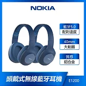 【NOKIA諾基亞】頭戴式 無線藍牙耳機 E1200 (兩入組) 冰湖藍
