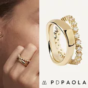 PD PAOLA 西班牙時尚潮牌 白鑽S波浪戒指 簡約金色戒指 雙層設計 MOTION GOLD S
