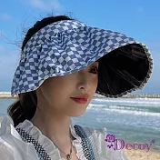 【Decoy】清新格紋＊彈性加大帽沿防曬遮陽帽 天藍