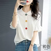 【初色】氣質娃娃領襯衫-白色-61250(M-2XL可選) M 白色